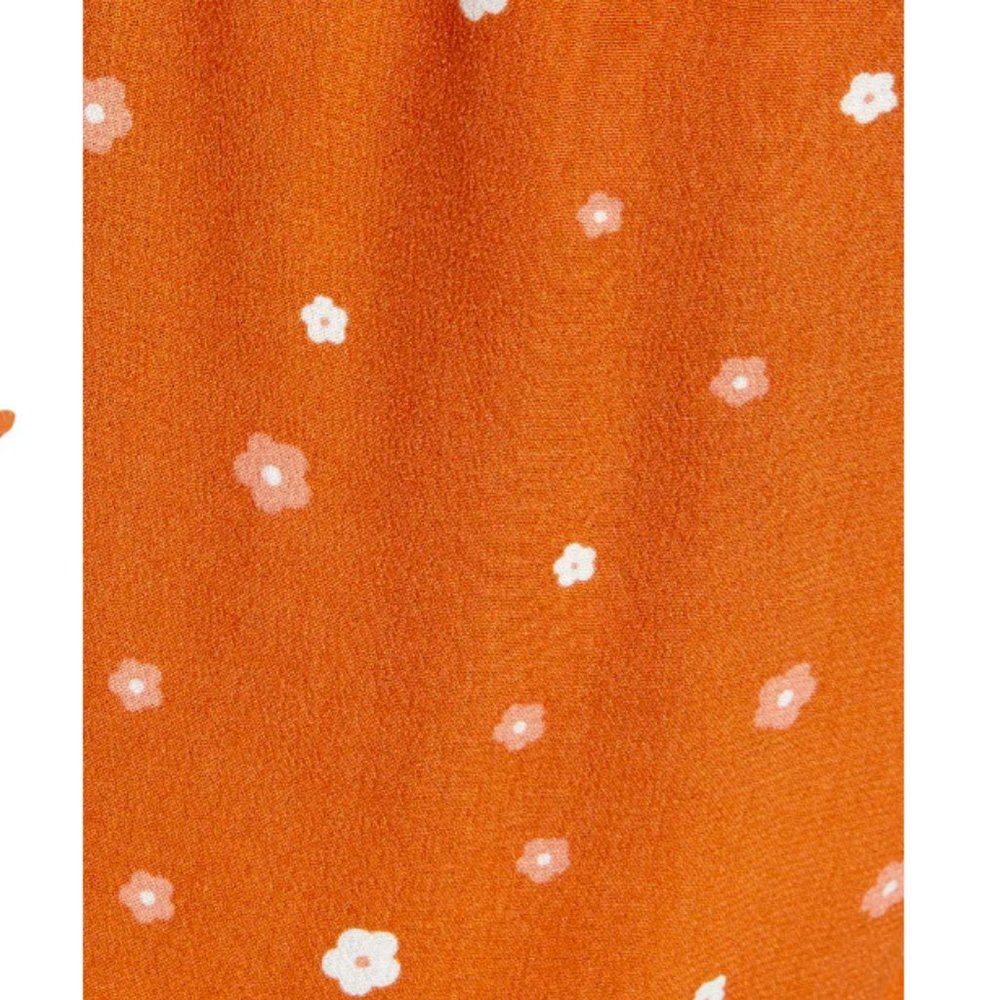 NWT Floral Boho Crop Top Blouse Womens XS Rust Orange White Flowers Tie Back - Picture 3 of 5